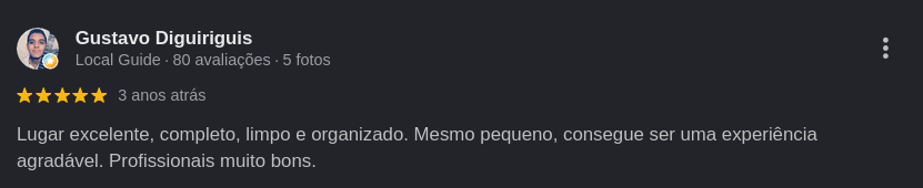 Comentário elogiando a barboterapia premium